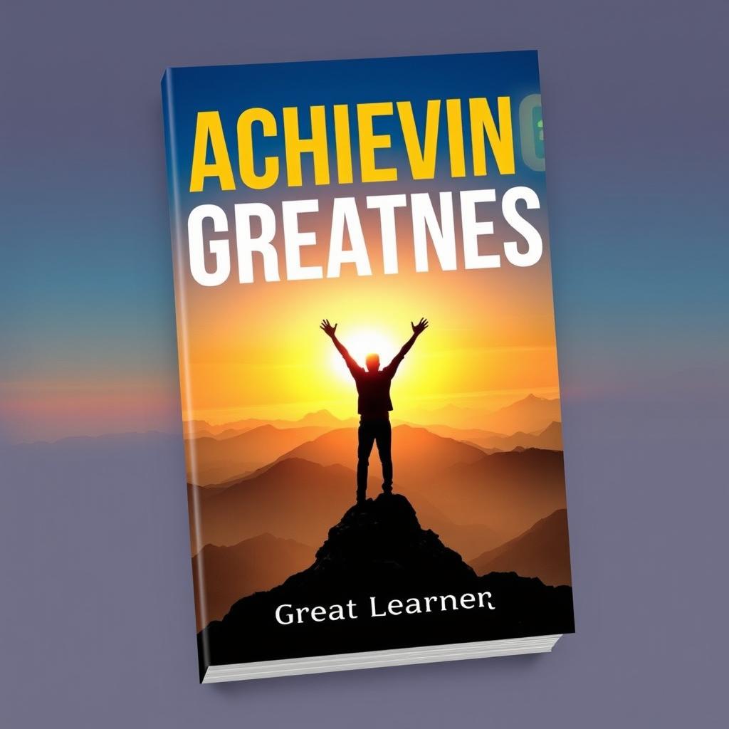 A captivating book cover design for the title "Achieving Greatness" by "Great Learner"