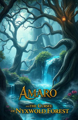 A mystical landscape depicting 'Amaro and the Curse of Nyxwold Forest'