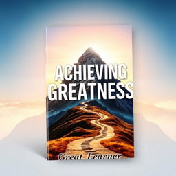 An inspiring and visually striking book cover for the title "Achieving Greatness" by "Great Learner"