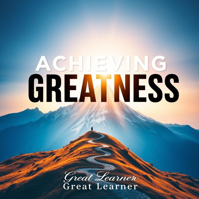 An inspiring and visually striking book cover for the title "Achieving Greatness" by "Great Learner"