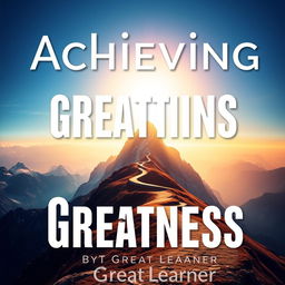 An inspiring and visually striking book cover for the title "Achieving Greatness" by "Great Learner"