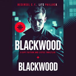 A captivating image styled as a spy thriller, featuring a young man as the central character exuding a strong, enigmatic presence that reflects his role as a spy