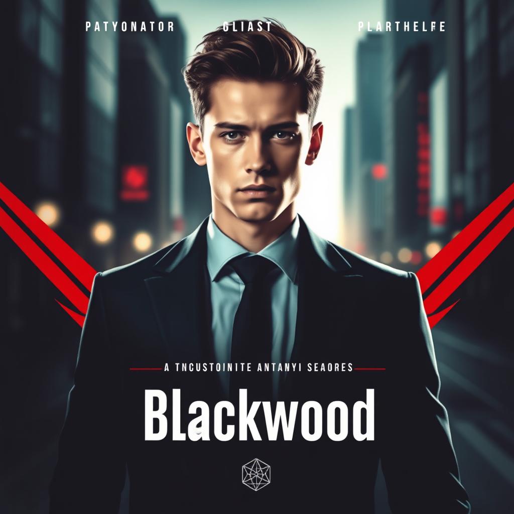 A captivating image styled as a spy thriller, featuring a young man as the central character exuding a strong, enigmatic presence that reflects his role as a spy