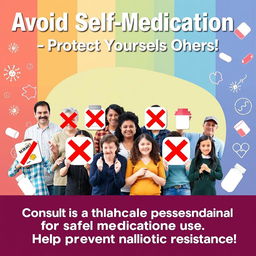 A dynamic and visually engaging poster promoting the avoidance of self-medication and preventing antibiotic resistance