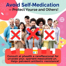 A dynamic and visually engaging poster promoting the avoidance of self-medication and preventing antibiotic resistance