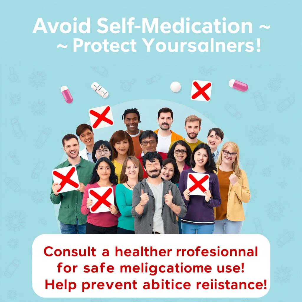 A dynamic and visually engaging poster promoting the avoidance of self-medication and preventing antibiotic resistance