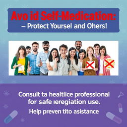 A dynamic and visually engaging poster promoting the avoidance of self-medication and preventing antibiotic resistance