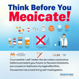 A vibrant and informative poster promoting the avoidance of self-medication and the prevention of antibiotic resistance
