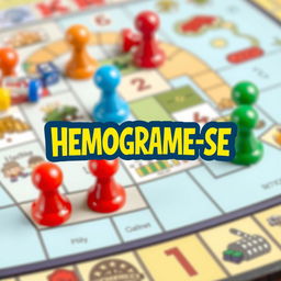A unique and colorful illustration featuring a background of a classic board game, with game pieces and a game board creatively arranged