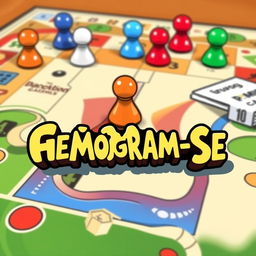 A unique and colorful illustration featuring a background of a classic board game, with game pieces and a game board creatively arranged