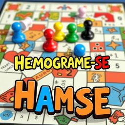 A unique and colorful illustration featuring a background of a classic board game, with game pieces and a game board creatively arranged