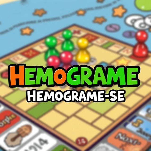 A unique and colorful illustration featuring a background of a classic board game, with game pieces and a game board creatively arranged