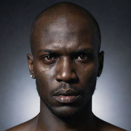 A menacing dark-skinned man with a distinctively angular, ax-like head shape and piercing, deadly eyes.