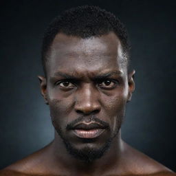 A menacing dark-skinned man with a distinctively angular, ax-like head shape and piercing, deadly eyes.