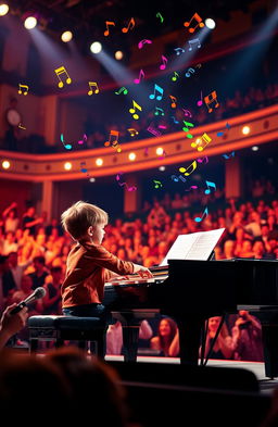 A highly skilled young musician performing on stage, showcasing exceptional talent