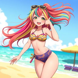 A character inspired by HannaOWO, depicted in a stylish bikini that showcases her unique fashion sense