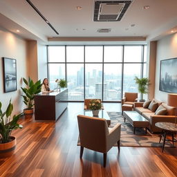 A modern reception area in a classy office setting