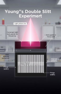 A detailed scientific illustration of Young’s Double Slit Experiment