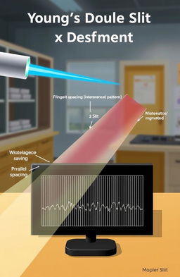 A detailed scientific illustration of Young’s Double Slit Experiment