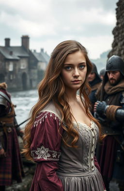 A captivating scene from a historical romance set in 17th century Northern Ireland, specifically Londonderry