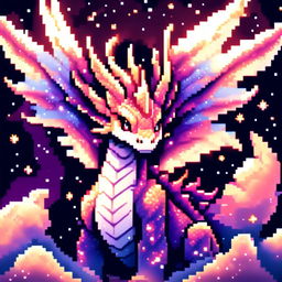 Pixel art profile picture featuring an ethereal dragon with cosmic, star-speckled scales against a deep space background.