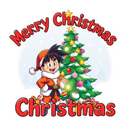 A festive Christmas illustration featuring the text 'Merry Christmas' in bold, fun typography