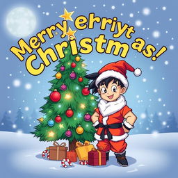 A festive Christmas illustration featuring the text 'Merry Christmas' in bold, fun typography