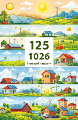 A collection of 125 illustrated artworks depicting solar energy integration