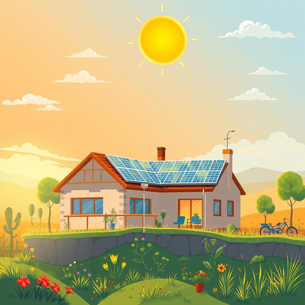 Um conjunto de 125 ilustrações artísticas retratando a integração da energia solar