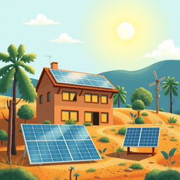 Um conjunto de 125 ilustrações artísticas retratando a integração da energia solar
