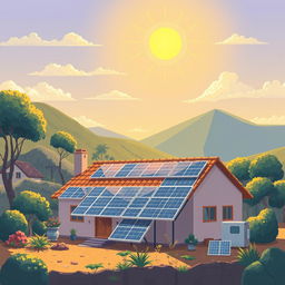 Um conjunto de 125 ilustrações artísticas retratando a integração da energia solar