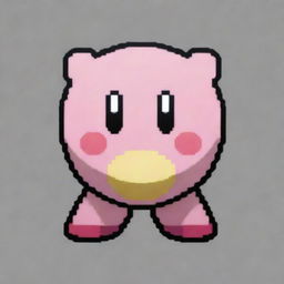 Create a piece of pixel art featuring the character Kirby from Nintendo, filled with vibrant colors and maintaining its iconic design