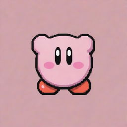 Create a piece of pixel art featuring the character Kirby from Nintendo, filled with vibrant colors and maintaining its iconic design