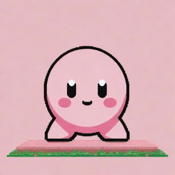 Generate another piece of pixel art, but this time make Kirby bigger and more visible, ensuring his iconic design stands out beautifully