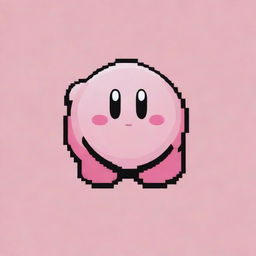 Create a detailed pixel art image featuring Kirby, the classic character from Nintendo, highlighting his distinct round shape and iconic pink color