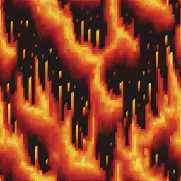 A fiery and dynamic pixel art depiction of a blazing fire, with brilliant reds, oranges, and yellows dancing and flickering.