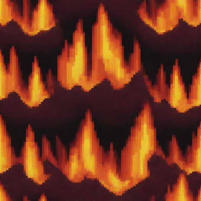 A vertical, roaring fire rendered in pixel art, with vibrant colors ranging from deep red at the core to bright yellow at the tips of the flames