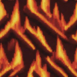 A vertical, roaring fire rendered in pixel art, with vibrant colors ranging from deep red at the core to bright yellow at the tips of the flames