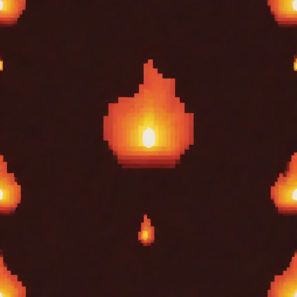 A solitary flame rendered in pixel art