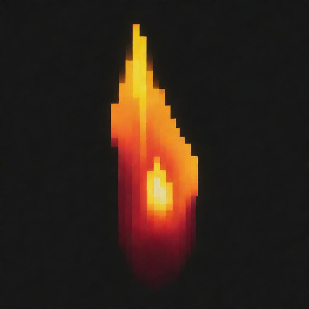 A solitary flame rendered in pixel art