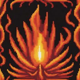 An intricate pixel art of a singular flame