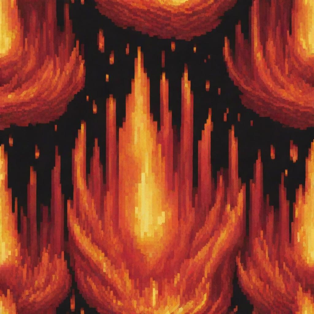 An intricate pixel art of a singular flame