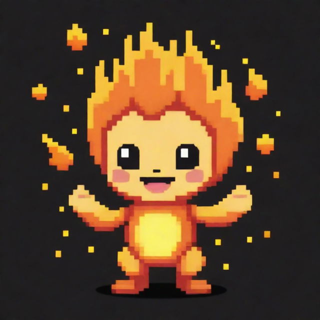 An adorable pixel art depiction of fire