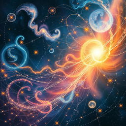 A celestial tapestry representing the intricate fabric of souls woven through time and space