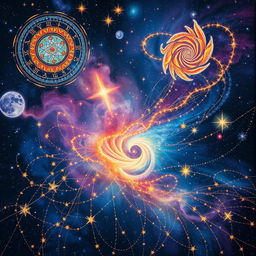 A celestial tapestry representing the intricate fabric of souls woven through time and space
