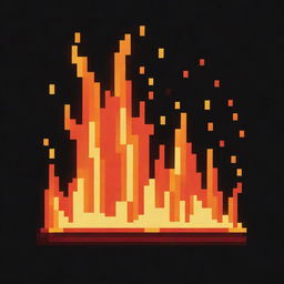 A tiny, warm and delightful pixel art depiction of a fire