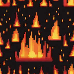 A tiny, warm and delightful pixel art depiction of a fire