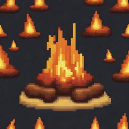 A pixel art of a little campfire with no background