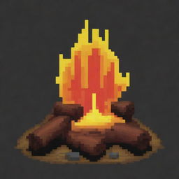 A pixel art of a little campfire with no background