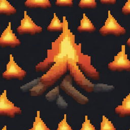 A pixel art of a little campfire with no background